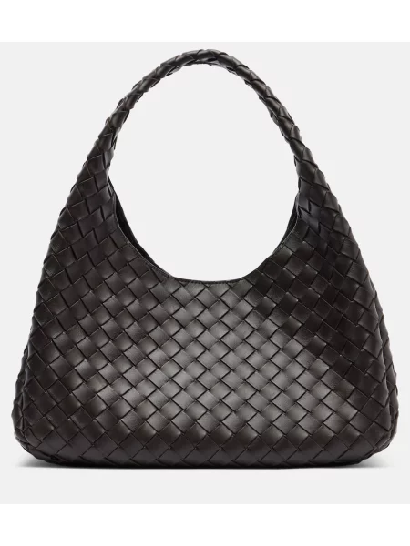 Usnjena usnjena torbica Bottega Veneta rjava