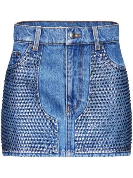 Fustă din denim Area de cristal albastru