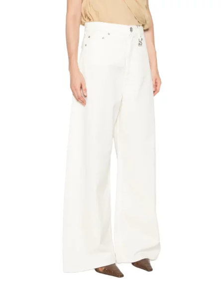 Blugi cu picior larg Sportmax cu autograf alb