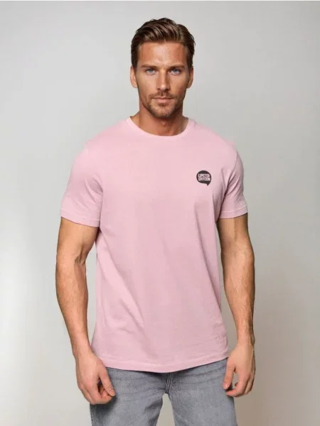 Sinsay koszulka z krótkim rękawem różowy