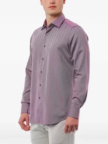 Cămașă Bagutta cu model herringbone violet