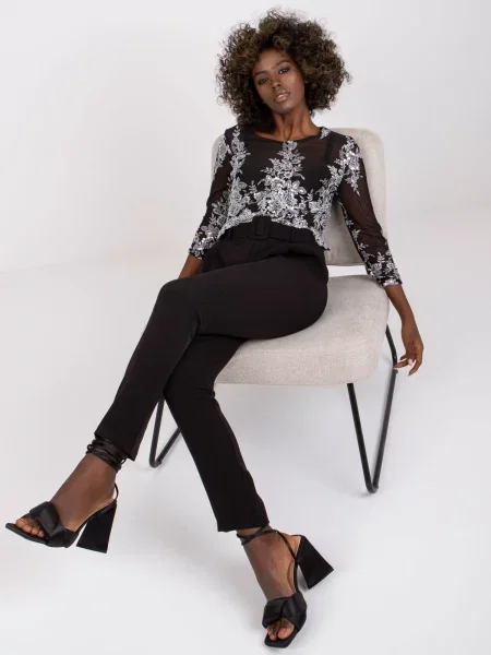Pantaloni Fashionhunters negru