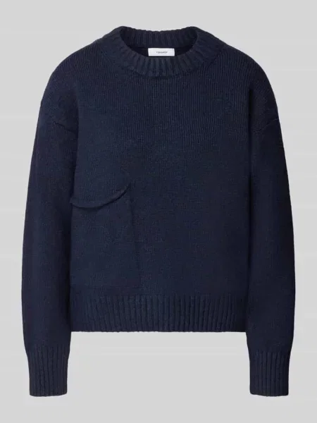 Sweter z dzianiny z naszytą kieszenią model FRANKIE' Topshop granatowy