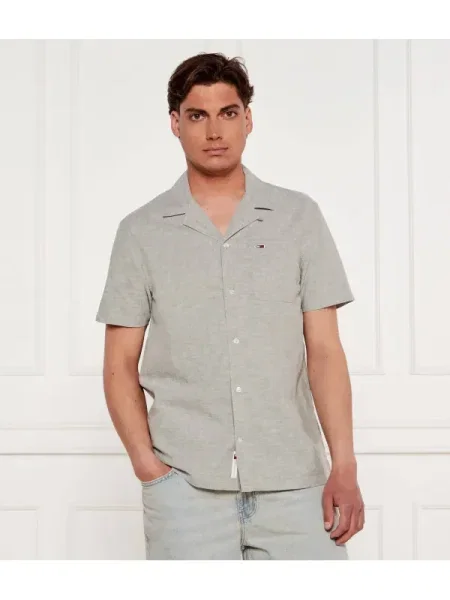 Tommy Jeans Cămașă | cu adaos de in gri