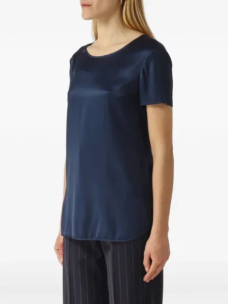 Scurt tricou Max Mara din satin albastru