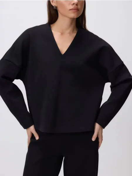 Reserved Світшот з V-подібним вирізом чорний