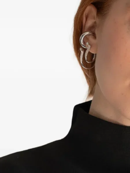 Cercei Obsidian argintiu
