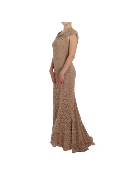 Maksi sukienka maxi Dolce And Gabbana w kwiatki koronkowa różowa