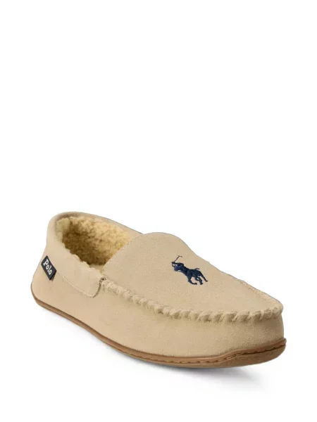 Matlasat papuci de casă Polo Ralph Lauren tricotate maro