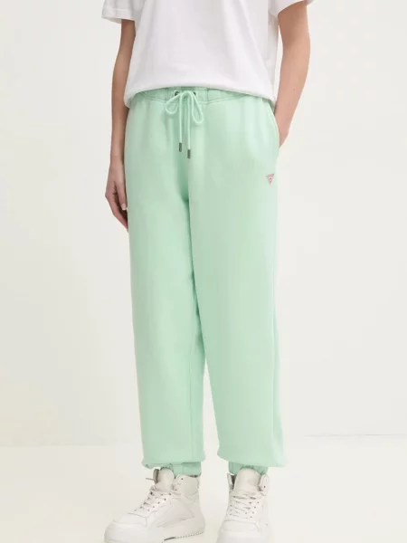 Guess Jeans spodnie dresowe gładkie zielony