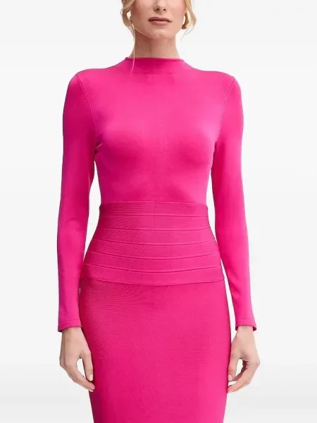 Sukienka maxi Hervé Léger do kolan garniturowa różowa