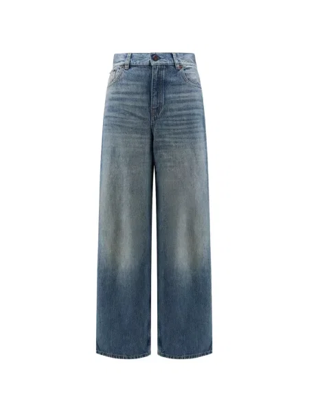 Pantaloni Chloé cu picior lat albastru