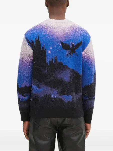 Svetr Aries s potiskem s kulatým výstřihem fialový