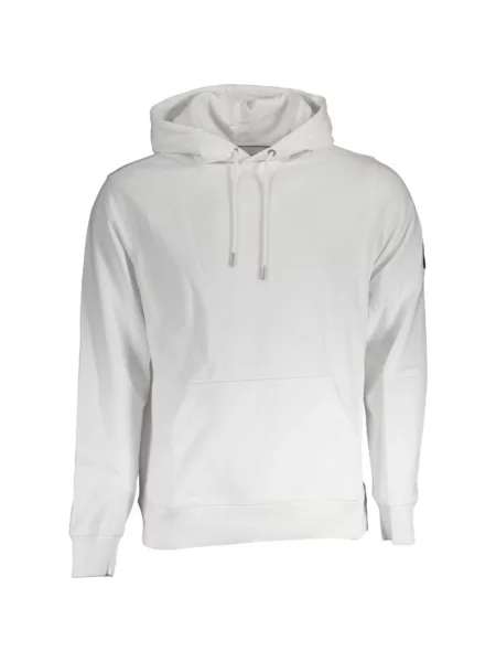 Hanorac cu glugă Calvin Klein cu autograf alb