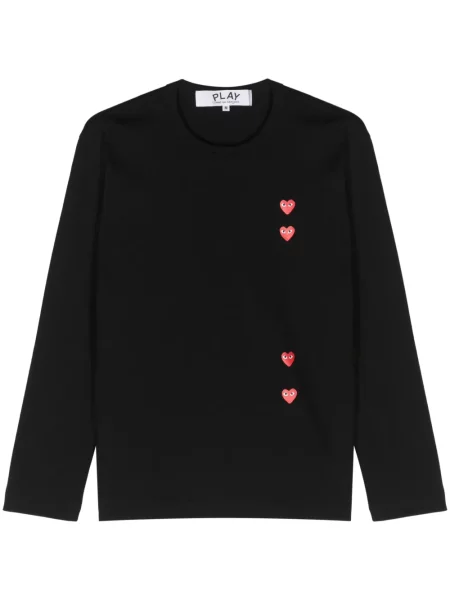 Tricou Comme Des Garcons Play cu imagine cu motiv cu inimi negru