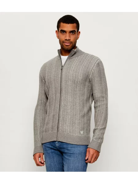 GUESS Pulover cu adaos de lână gri