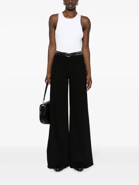 Top Michael Michael Kors prążkowany skórzany biały