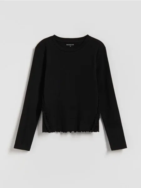 Reserved Bluză cu volănașe negru