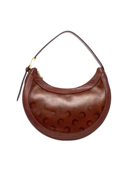 Marine Serre torebka skórzana Moon Airbrushed Leather Eclips brązowy