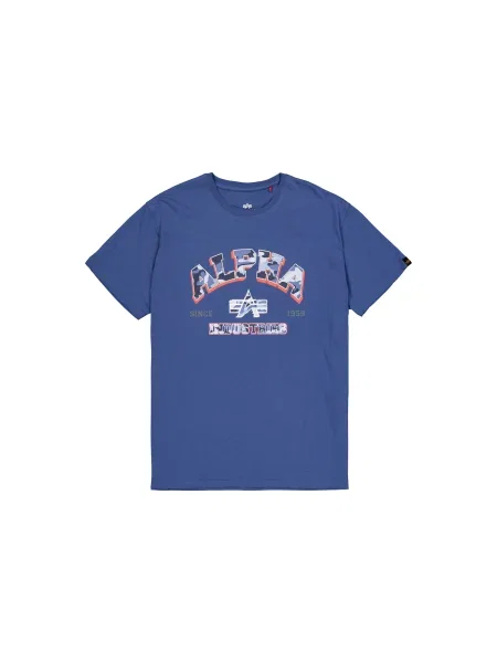 ALPHA INDUSTRIES Tricou albastru / albastru marin / portocaliu alb