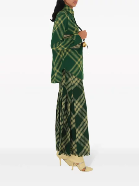 Koszula Burberry wełniana w kratkę zielona