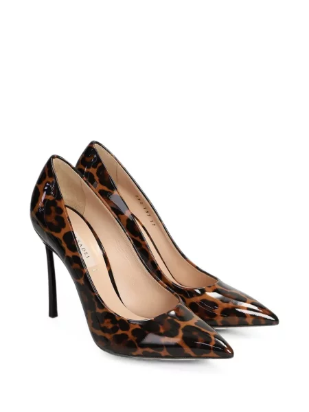 Pantofi cu toc Casadei din piele cu imagine cu model leopard maro
