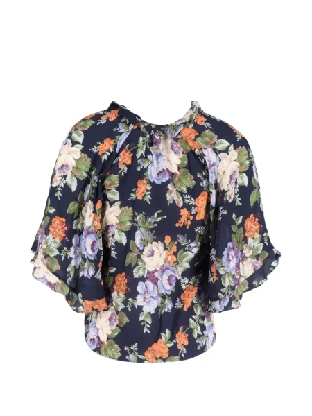 Bluză Vilshenko cu model floral cu imagine albastru