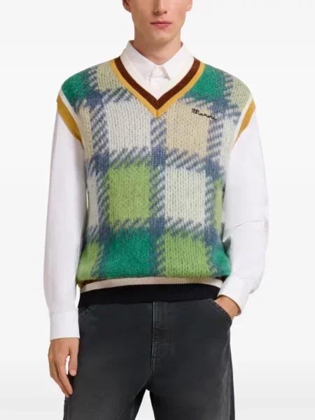 Кариран елек Marni зелено