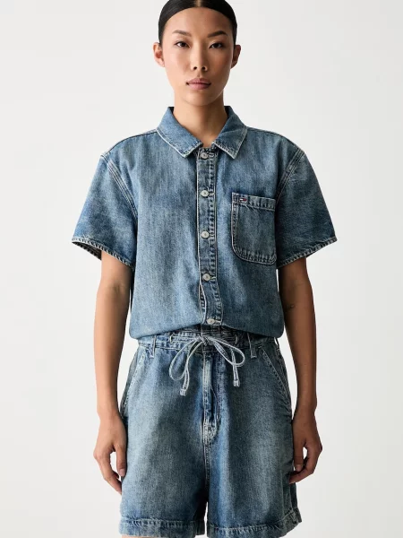 Tommy Jeans salopetă pentru femei din denim albastru