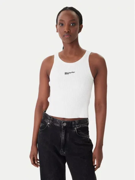 Karl Lagerfeld Jeans топ Кремав
