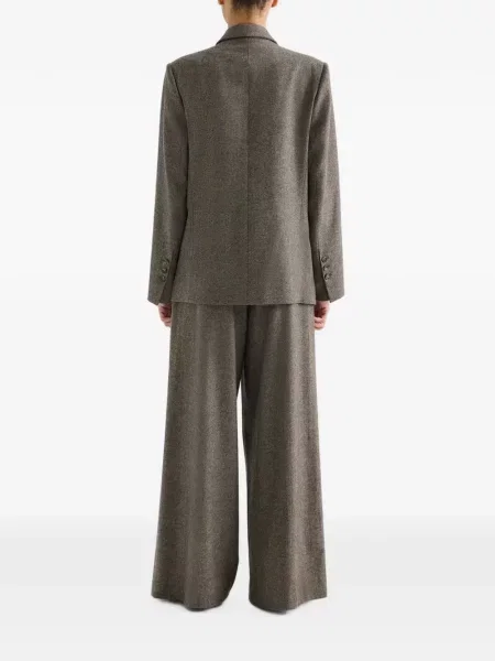 Pantaloni Twp cu model herringbone maro