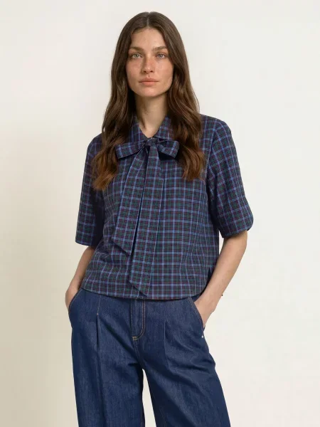 Claudie Pierlot Bluzka Koszulowa Z Odpinanym Kołnierzykiem blau niebieska