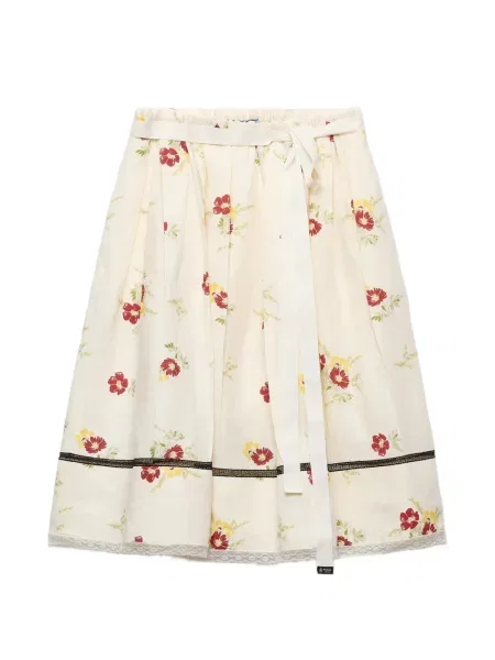 Fustă Prada de in cu model floral cu imagine