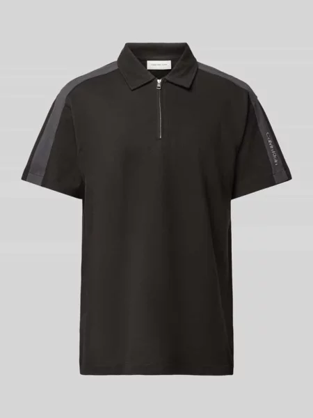 Koszulka polo z detalem z logo Calvin Klein Jeans czarna