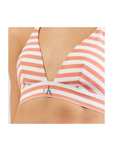 Calvin Klein Swimwear Bikinový top námornícka modrá / koralová / biela oranžová