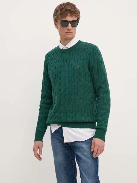 Пуловер Tommy Hilfiger от лека материя зелено