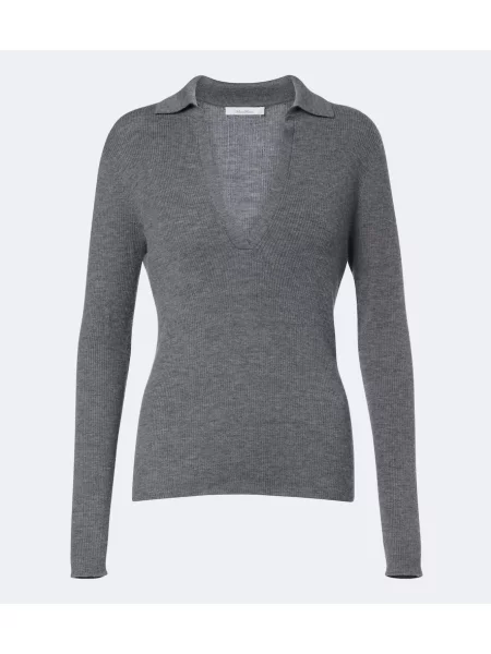 Tricou polo Max Mara din cașmir gri