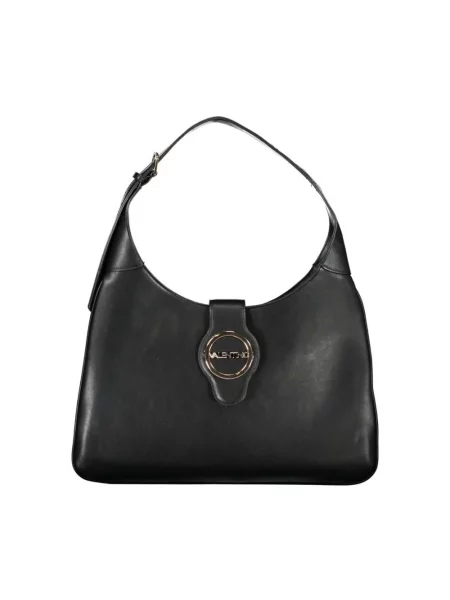 Lniana torebka Valentino By Mario Valentino z logo czarna