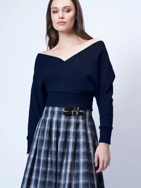 Trend Alaçatı Stili Pulover bleumarin