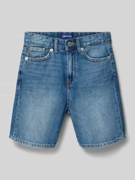 Szorty jeansowe o kroju straight fit z czystej bawełny model JEDGE' Only & Sons niebieskie
