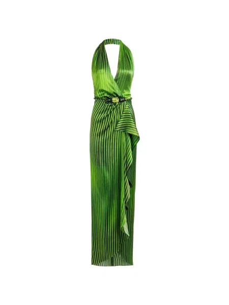 Rochie midi Silvia Tcherassi cu dungi cu volane verde