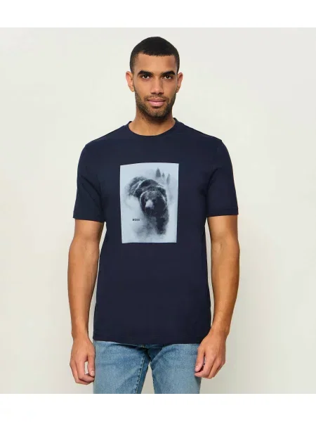 BOSS Tricou Bleumarin portocaliu