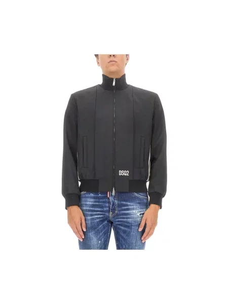 Kurtka bomber Dsquared2 wełniany klasyczny czarny