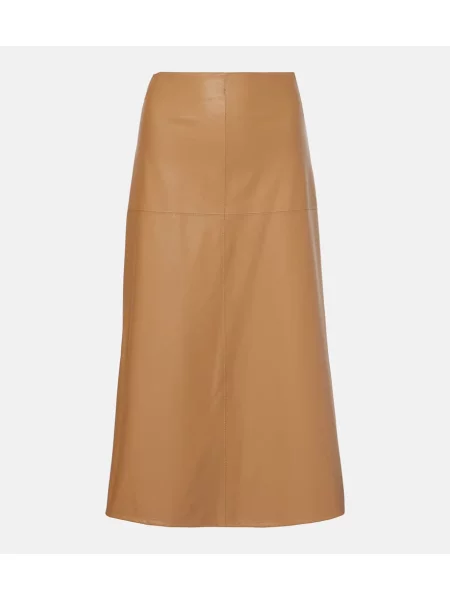 Кожена миди пола Max Mara до коляното черно