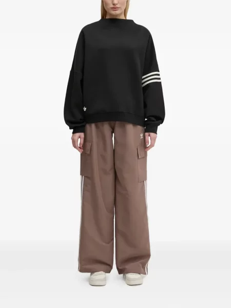 Pantaloni palazzo Adidas cu dungi plisat cu imagine albastru