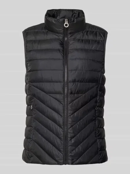 Kamizelka pikowana o kroju slim fit ze stójką S.oliver Red Label czarna