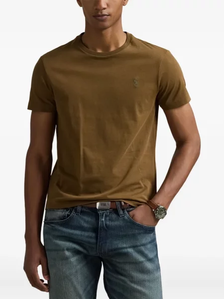 Zateplené pruhované tričko Polo Ralph Lauren s výšivkou zelené