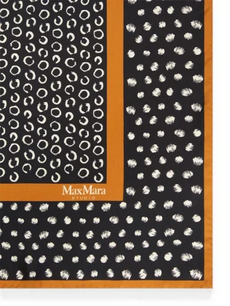 Fular Max Mara de mătase cu buline negru