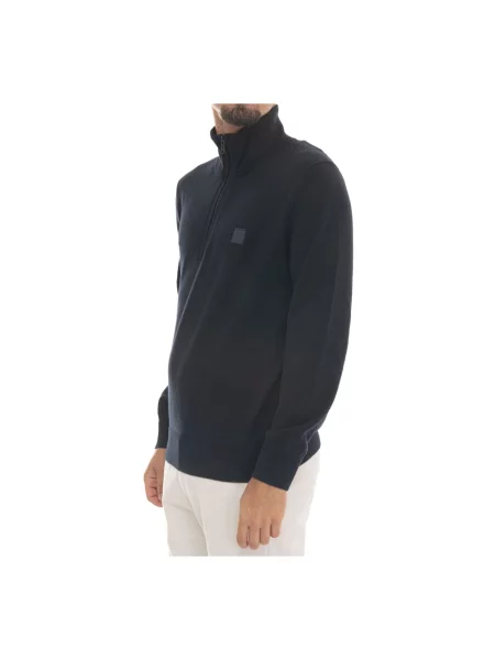 Sweter Boss z logo niebieski