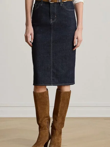 Lauren Ralph Lauren fustă creion din denim albastru